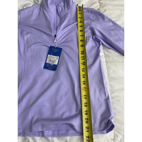 Brooks Womans Size Small Violet Dash 1/2 Zip Mock Neck Top Pocket Thumbholes - Picture 3 of 10